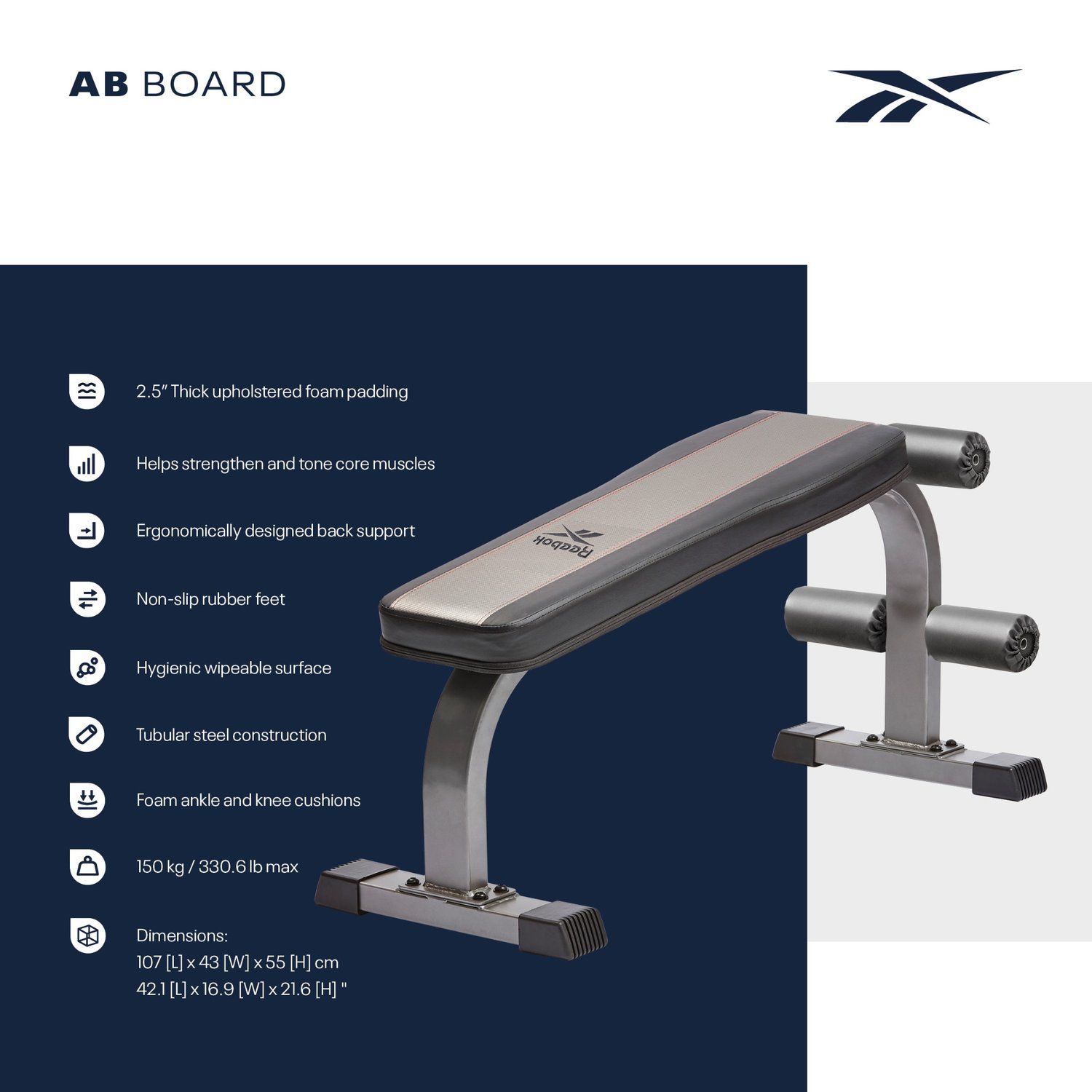 Reebok Ab Board Decline Mavebænk, billede 7 hos ActiveNordic