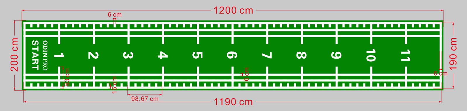 Odin Pro Prowler Græs Bane 2x12 meter – Gulve & underlag, billede 2 hos ActiveNordic